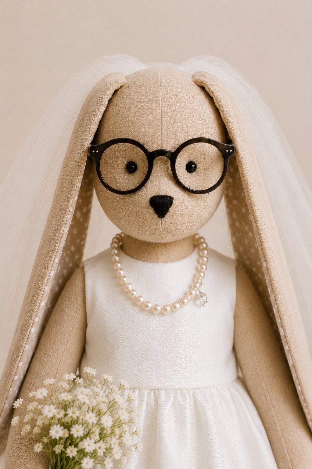 The bride bunny in pearls and a veil